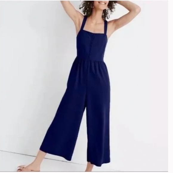 Madewell Pants - Madewell Smocked Button-Front Crop Jumpsuit